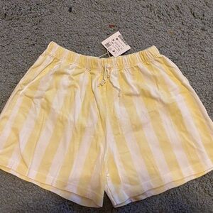 Zara Kids Yellow and White Striped Shorts